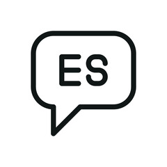 Speak Spanish (ES) speech bubble isolated icon, speaking Spanish language outline vector icon with editable stroke © ElastoUI
