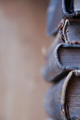 Vintage books on the shelf.