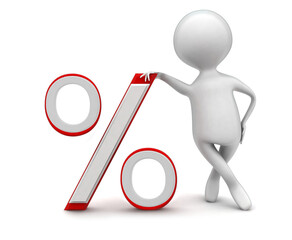 3d man presenting percentage sign concept