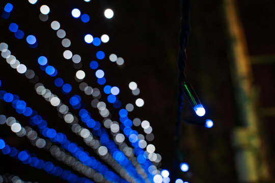 White And Blue Fairy Lights Bokeh Background