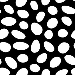 White ovals on a black background. Pattern, seamless. Vector. Geometric shapes.