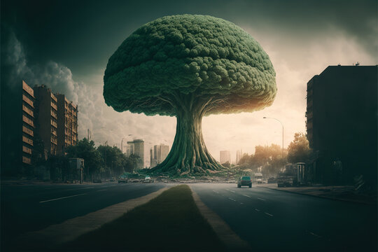 Giant tree atomic explossion,  Generative AI illustration