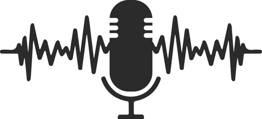Sound wave icon, audio track icon black vector