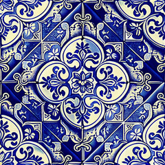 Fototapeta premium traditional azulejo typical artisanal tile in Spain and Portugal