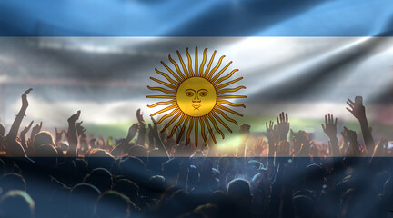 soccer supporters and Argentina flag