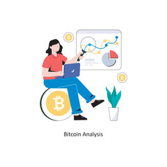 Bit coin Analysis Flat Style Design Vector illustration. Stock illustration
