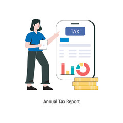 Annual tax report Flat Style Design Vector illustration. Stock illustration