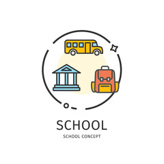 Fototapeta premium School Thin Line Icon Concept. Vector