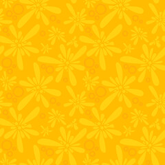 Orange plant seamless pattern, Looped Vector Background with blossom flowers for banner or textile.