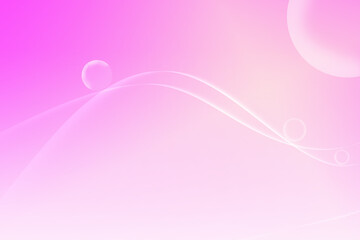 Abstract blue background template. Various curves according to the imagination of the movement are light pink and white. with a soft white glowing round ball on the curve. With copy space.