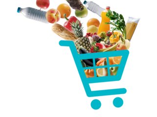 Shopping cart icon full of groceries
