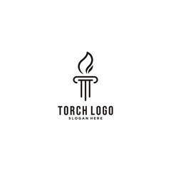 torch logo template in white background