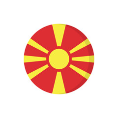 Obraz premium Flat icon flag of North Macedonia in circle symbol isolated on white background. Vector illustration.