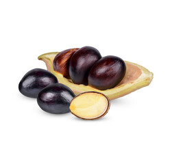 Thai chestnut, chinese chestnut,  seven sisters' fruit, Sterculia nobilis) fruit. Tasty with good benefits and hight vitamins isolated on transparent background (.PNG)
