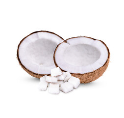 Half-peeled coconut isolated on transparent background (.PNG)