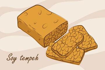 Soy tempeh illustration in vector design