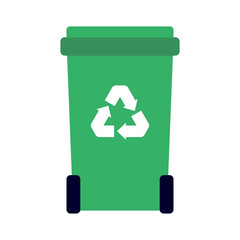 Flat icon recycling bin with recycle logo isolated on white background. Vector illustration.