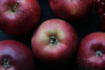 Fruits on vintage wooden table.