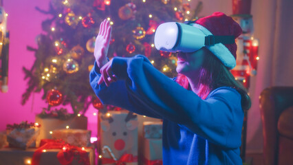 Virtual reality for a Girl in Christmas time