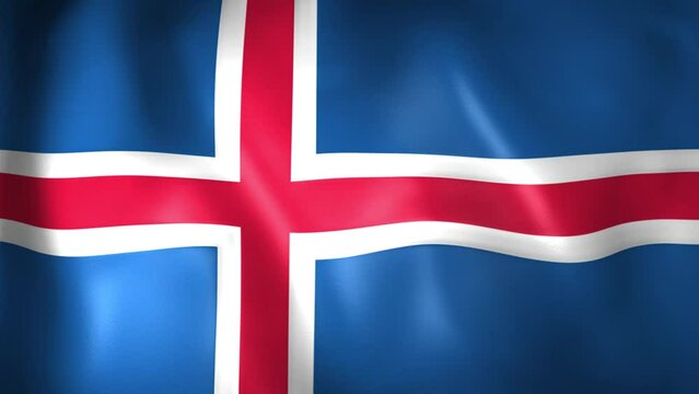 Animation of the Iceland flag. 4K. Icelandic flag flying, Icelander flag render animation	