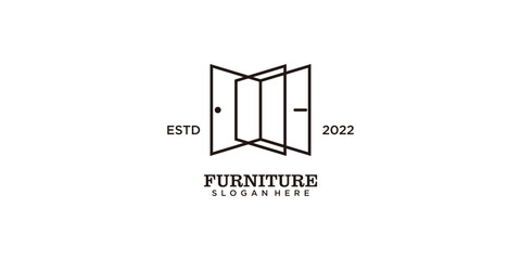 Door and window line logo icon vector illustration for Furniture business