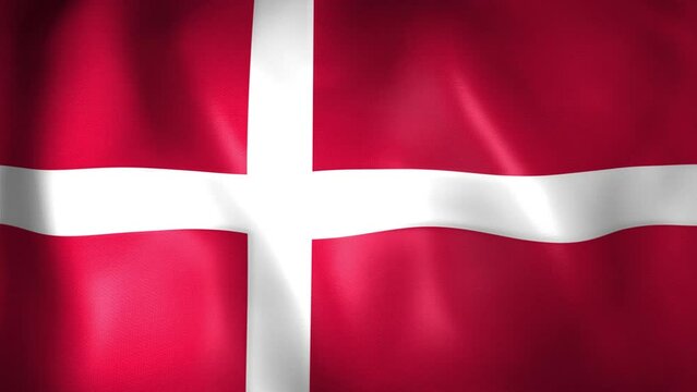 Animation of Denmark flag. 4K. Danish flag flying, Kingdom of Denmark flag render animation, Dane flag	