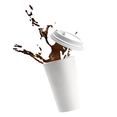 Cup with coffee splash isolated realistic