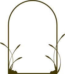 Floral arch frame in Trendy Minimal Liner Style. Aesthetic frame design.