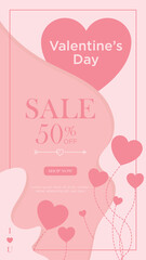 valentines sale stories for social media post template vector