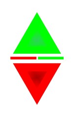 green and red sign on/off icon 3d symbol a white background