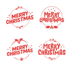 Merry christmas lettering design. Xmas holidays decoration badge.