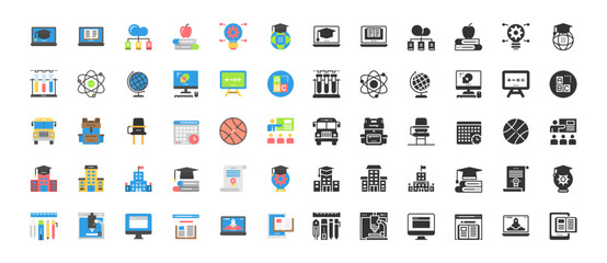 Education Study Online Icons Vector,School, Technology, E-Learning
