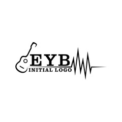 audio wave, guitar with initial logo vector, EYB and audio wave logo, you can change the initial logo