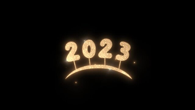 new year of 2023 golden animation text style on black background, 2023 happy new year word style