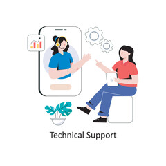 Technical Support Flat Style Design Vector illustration. Stock illustration