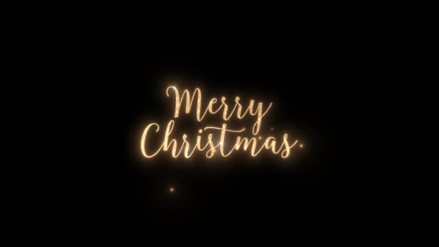 golden mery christmas animation text style on black background, mery Christmas animation text
