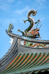 Singapore City, Singapore - December 2022: Views of the Thian Hock Keng Temple in Singapore on December 6, 2022 in Singapore City, Singapore.