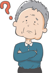 首をかしげるお爺さん