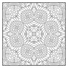 Mandala coloring page for adults. Mandala background. Mandala pattern coloring page. Hand drawn mandala pattern background. Vector black and white coloring page for coloring book.