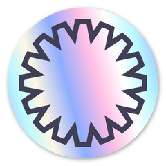 Holographic sticker.  Metallic design element. Trendy pastel colorful texture