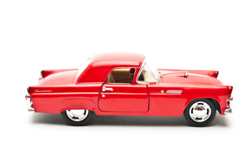 Obraz na płótnie Canvas red toy car model, isolated