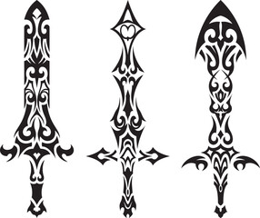 Fototapeta na wymiar Tribal Tattoo design of swords