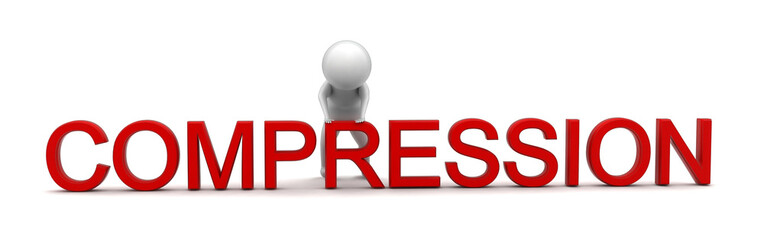 3d man pushing compression text downward concept