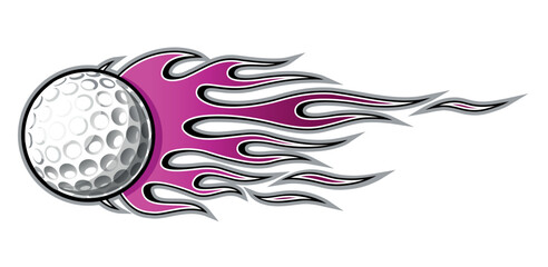 Golf ball vector image with tribal fire flame Golf car sticker motorcycle decal and sport logo template. © Artoholics