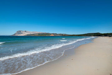 Fototapeta na wymiar Beautiful white sandy beach at San Teodoro Sardinia