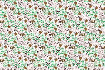 seamless pattern with leaves Seamless pattern of little flowers and branches with leaves. Abstract small flower pattern. Vector illustration.