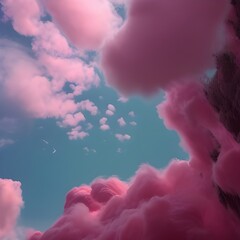 AI generated pastel pink and blue clouds in the sky