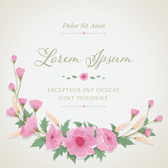 Botanical flowers and leaf branch can be used for printing, greeting or wedding anniversary.Vector invitation card concept.