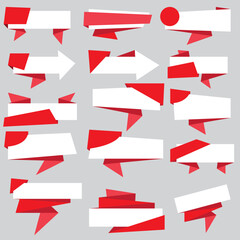 Set of white and red paper banners