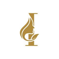 Initial I face beauty logo design templates